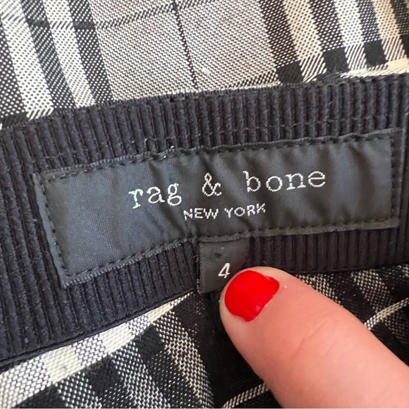 RAG & BONE Simone Pants Check Equestrian Stretch Gray Black Plaid Cropped Size 4 - Picture 6 of 10